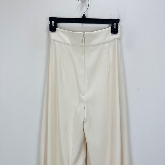 Muse by Marchesa Stretch Crepe Wide Leg Pants High Waist Ivory Cream US 0 NWT - Picture 6 of 9